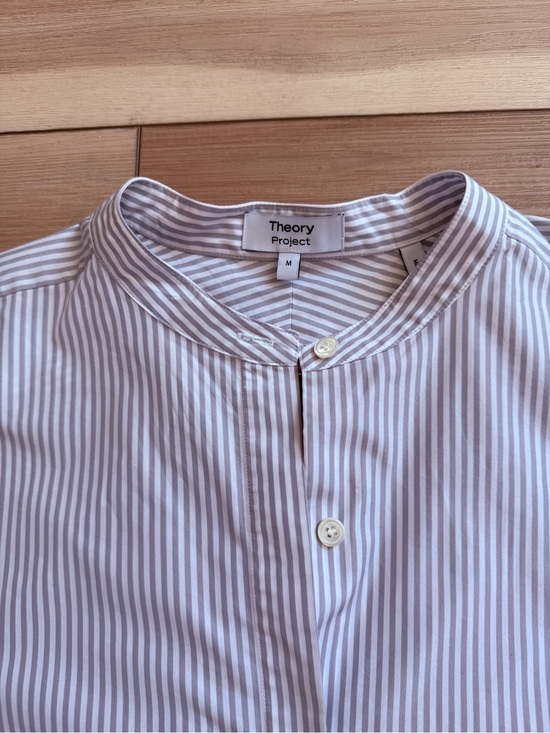 Theory Tops - Theory Striped Band Collared Preppy Shirt Medium